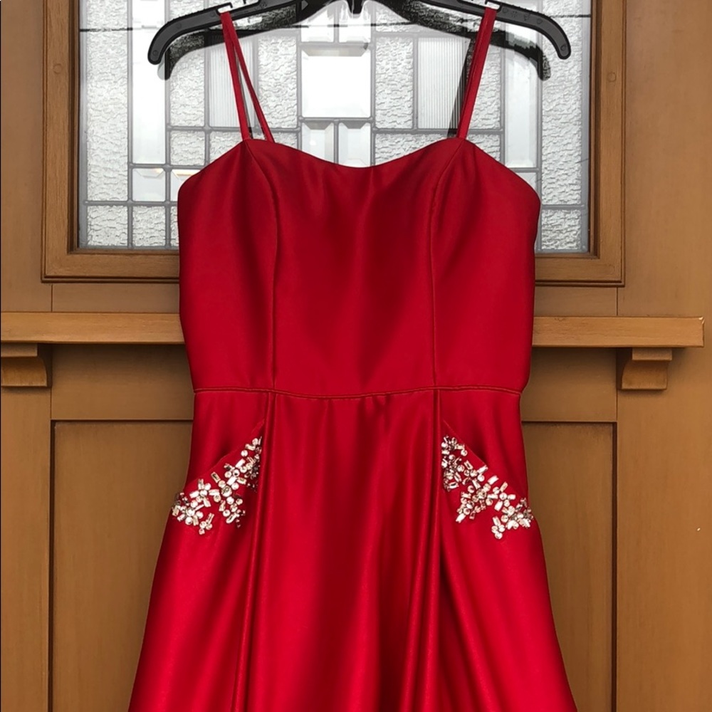 Red long Princess Prom dress